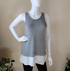 J.Crew Basic Soft Gray & White Layered Hem Keyhole Sleeveless Top – Size XS